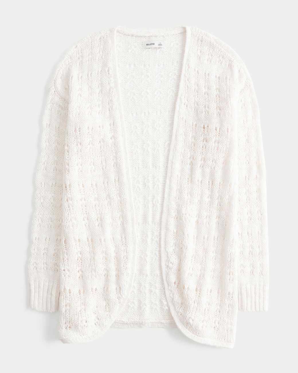Hollister White Long-length No-close Cardigan
