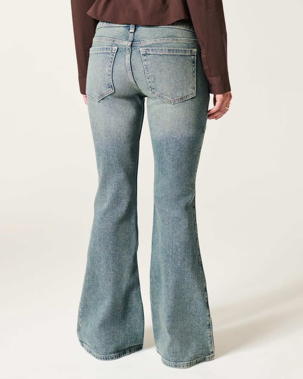 Hollister Blue Ultra Low-rise Medium Wash Flare Jeans