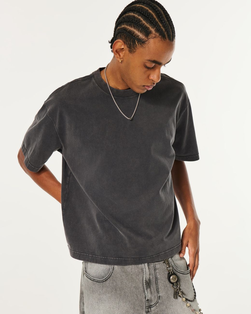 Hollister Black Super Boxy Crew T-shirt for men