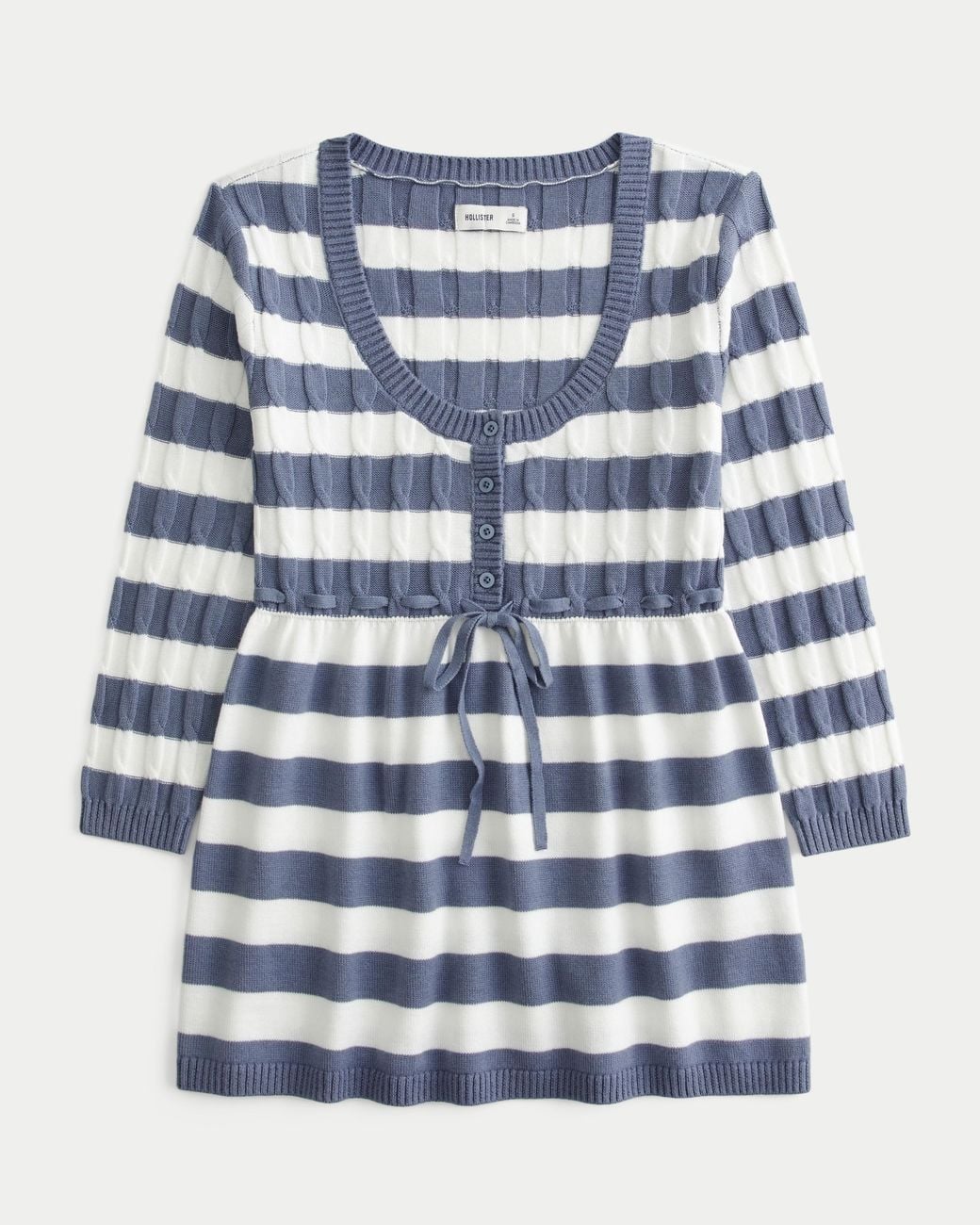 Hollister Blue Cable-knit Babydoll Sweater