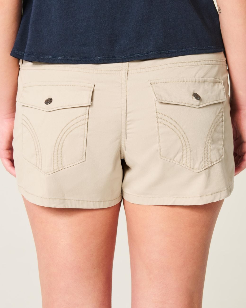 Hollister Natural Ultra Low-rise Khaki Twill Mini Shorts