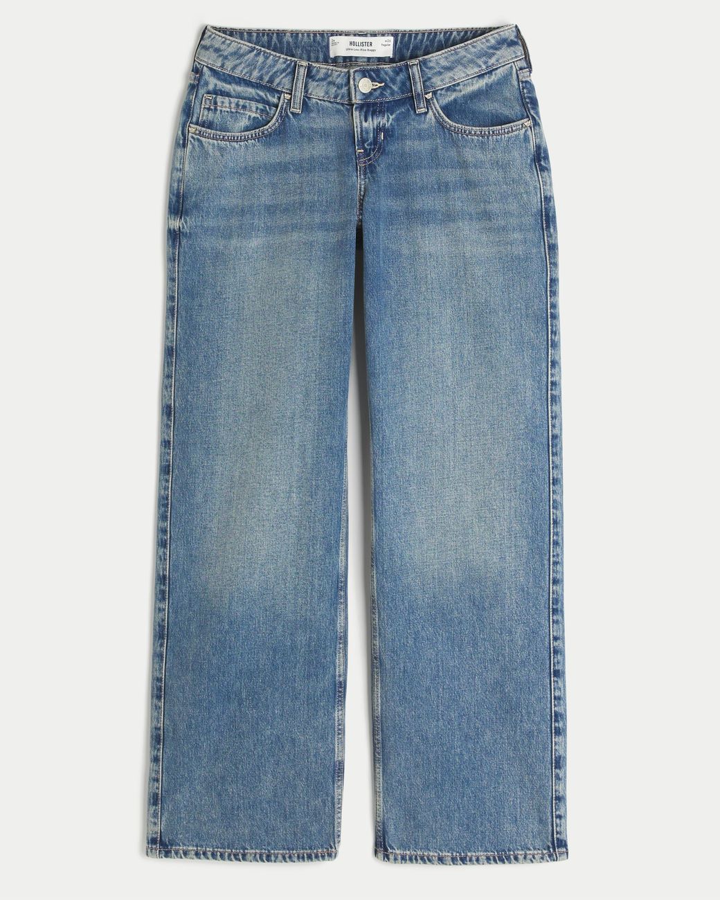 Hollister Blue Ultra Low-rise Medium Wash Baggy Jeans