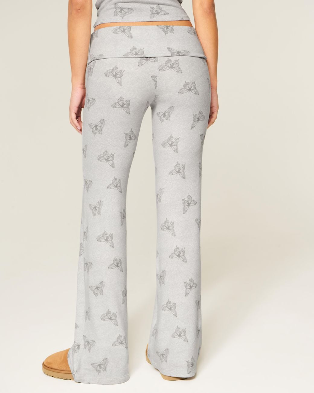 Hollister White Always Cozy Knit Foldover Waist Flare Pants