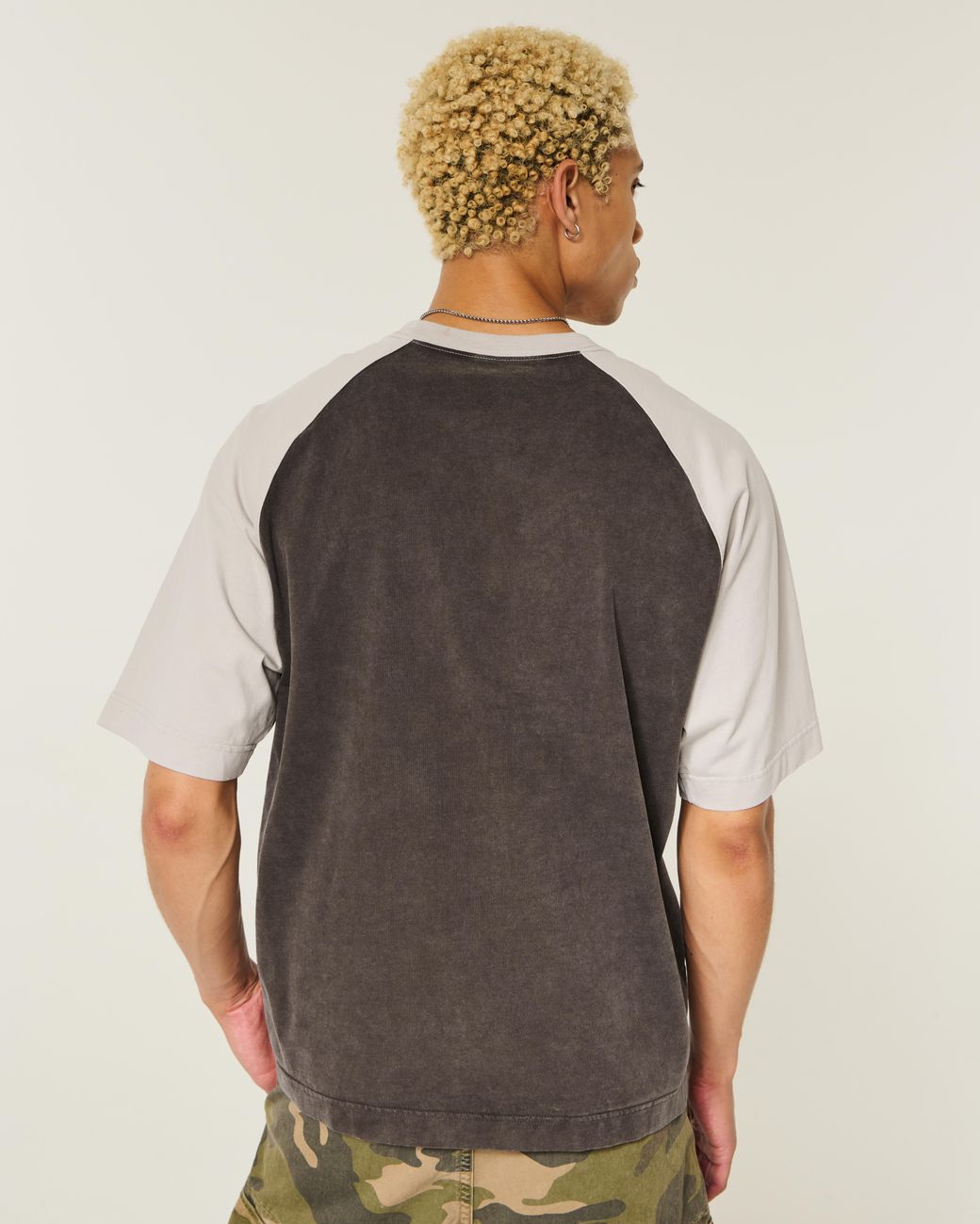 Hollister Gray Boxy Heavyweight Cotton Raglan Crew T-shirt for men