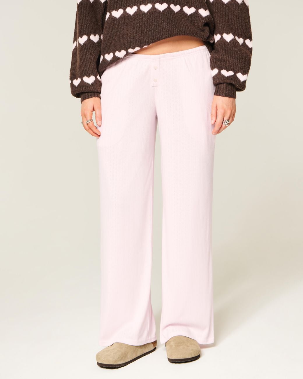 Hollister Pink Always Cozy Pointelle Wide-leg Boxer Pants