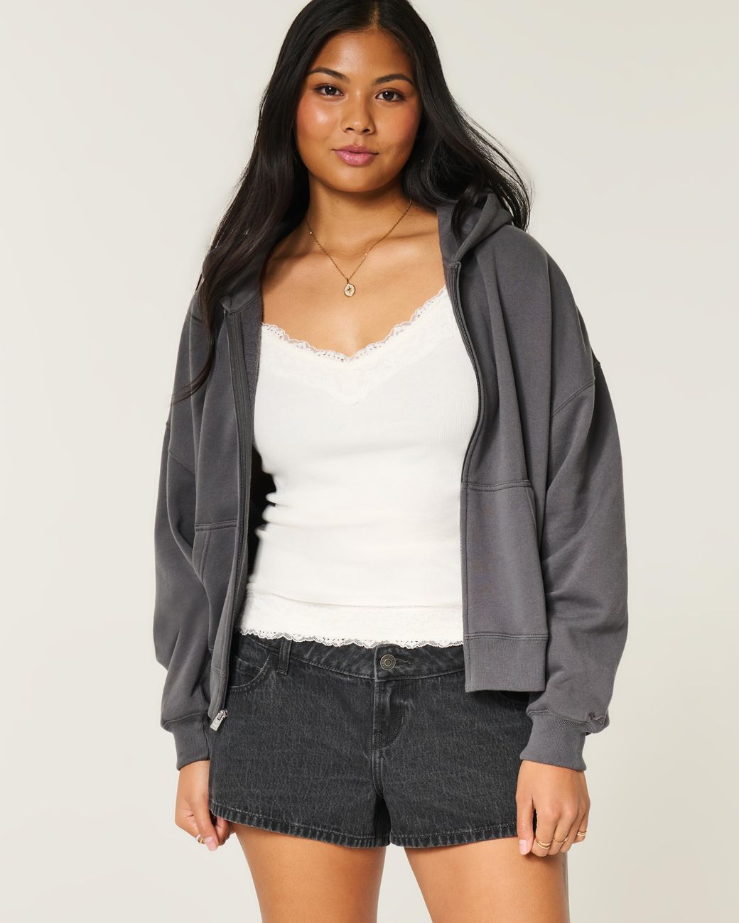 Hollister Low-rise Black Denim Mini Shorts