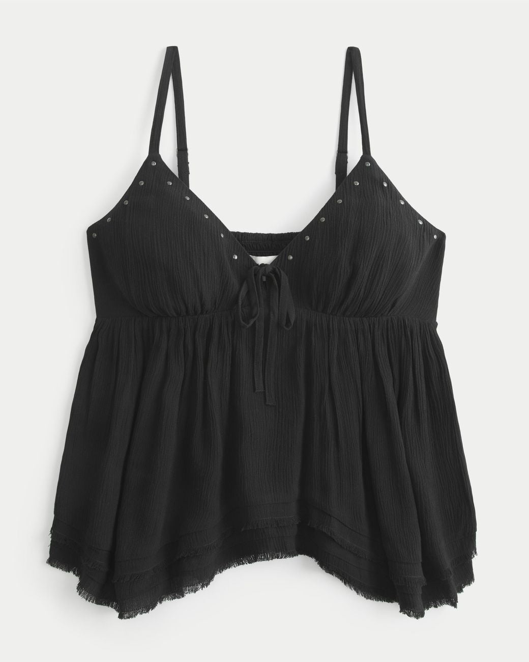Hollister Black Easy Shine Ruffle Babydoll Top