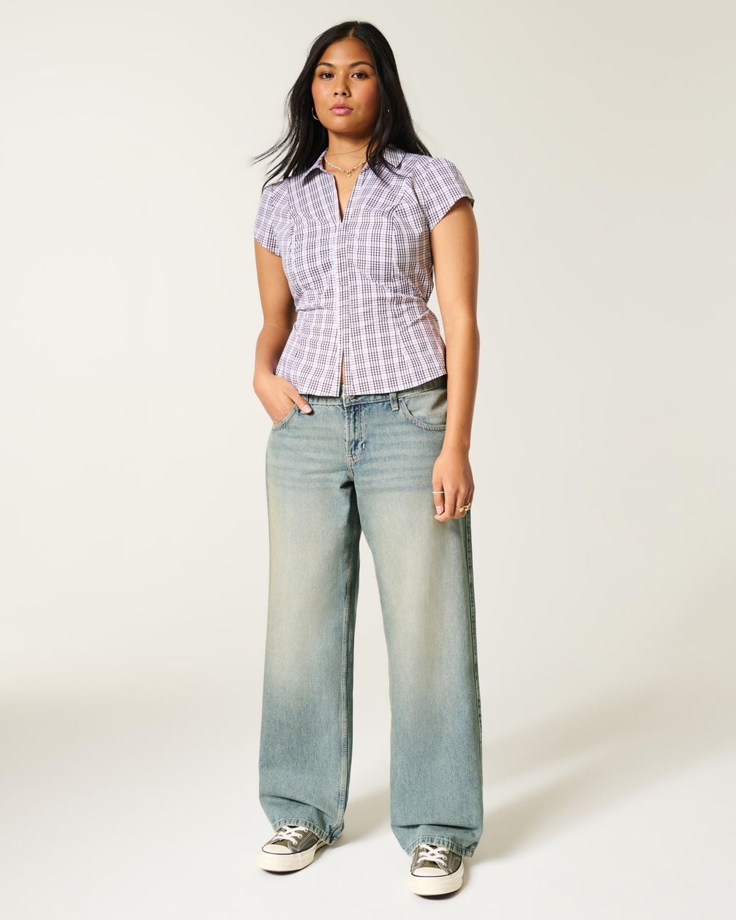 Hollister Blue Low-rise Medium Wash Baggy Jeans