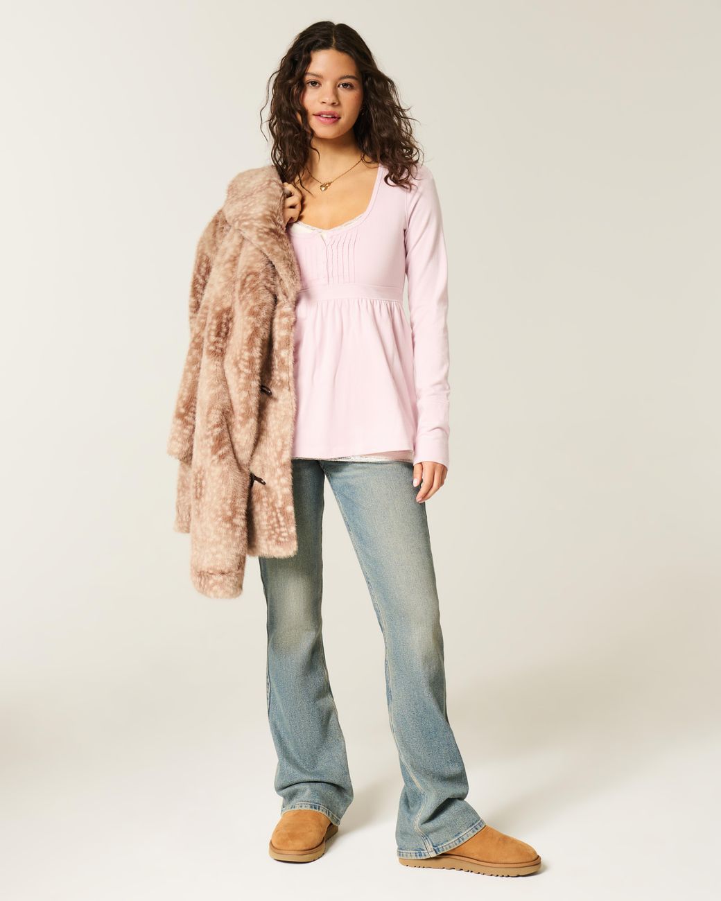 Hollister Long sleeve Henley Babydoll Top In Pink Lyst UK hollister-long-sleeve-henley-babydoll-top-in-pink-lyst-uk