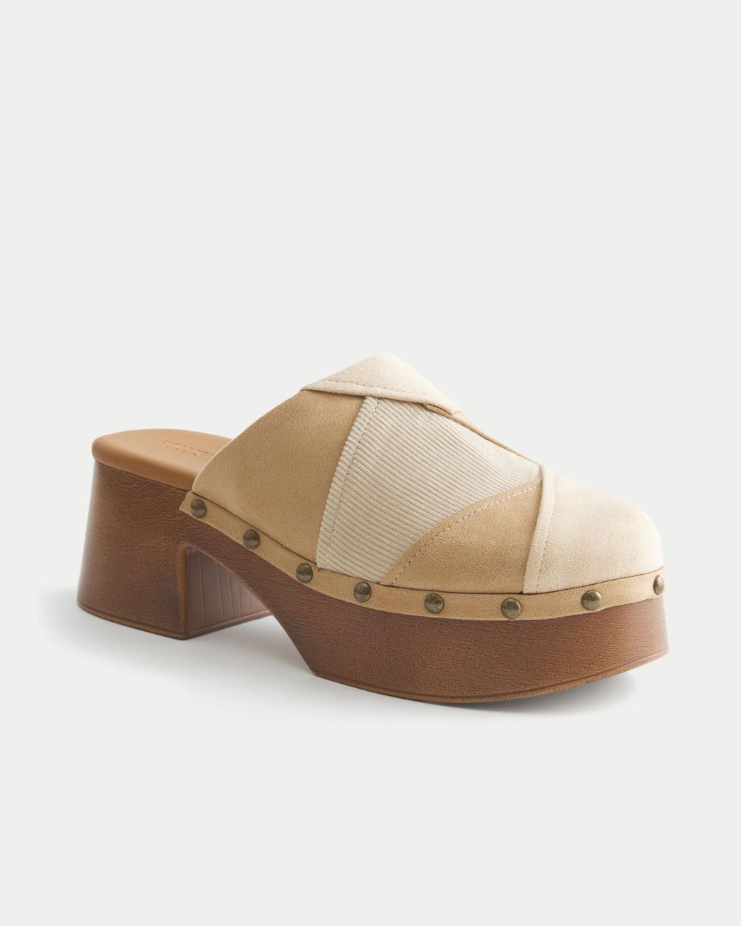 Hollister Natural Patchwork Platform Clogs