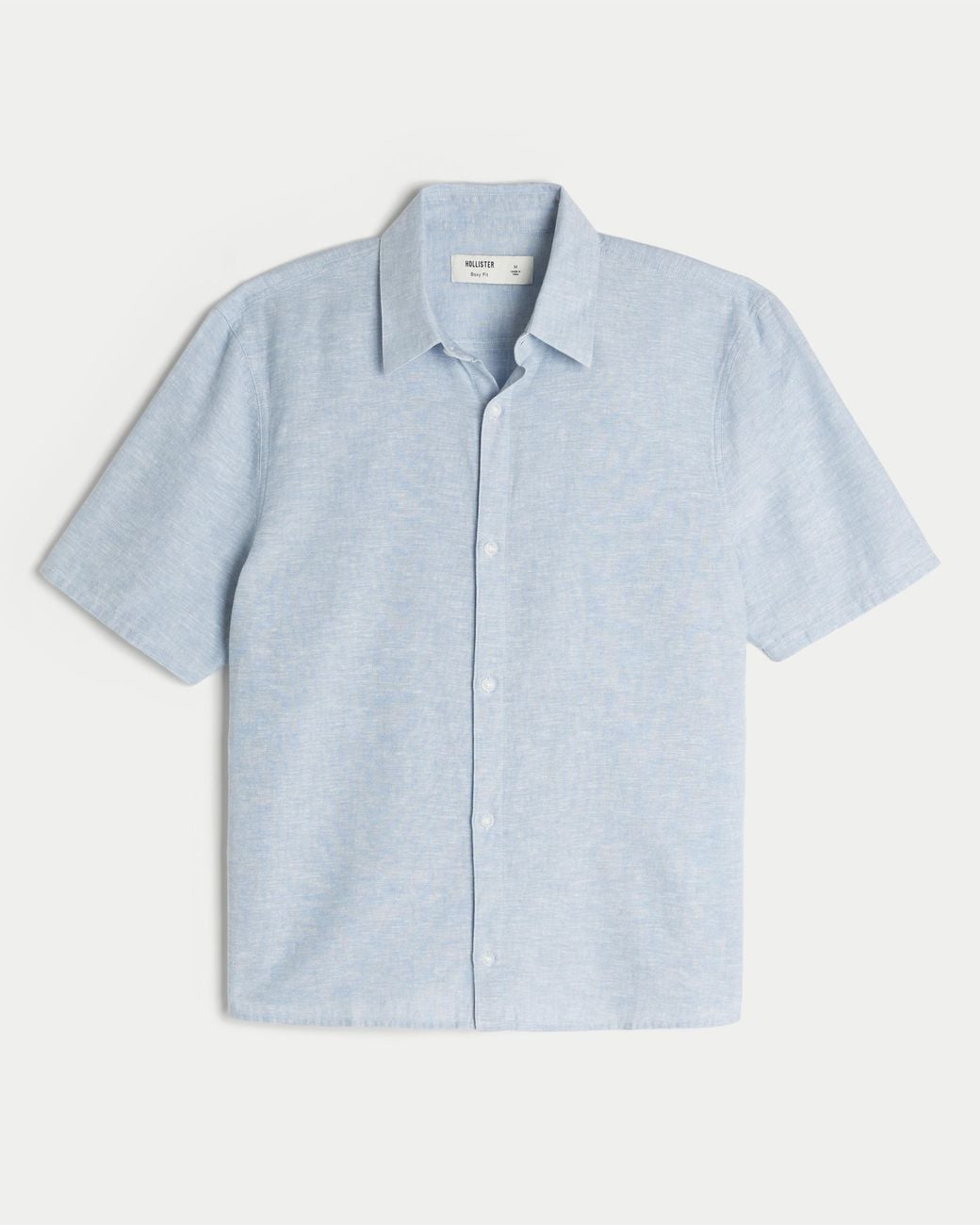 Hollister Blue Boxy Short-sleeve Linen-blend Shirt for men