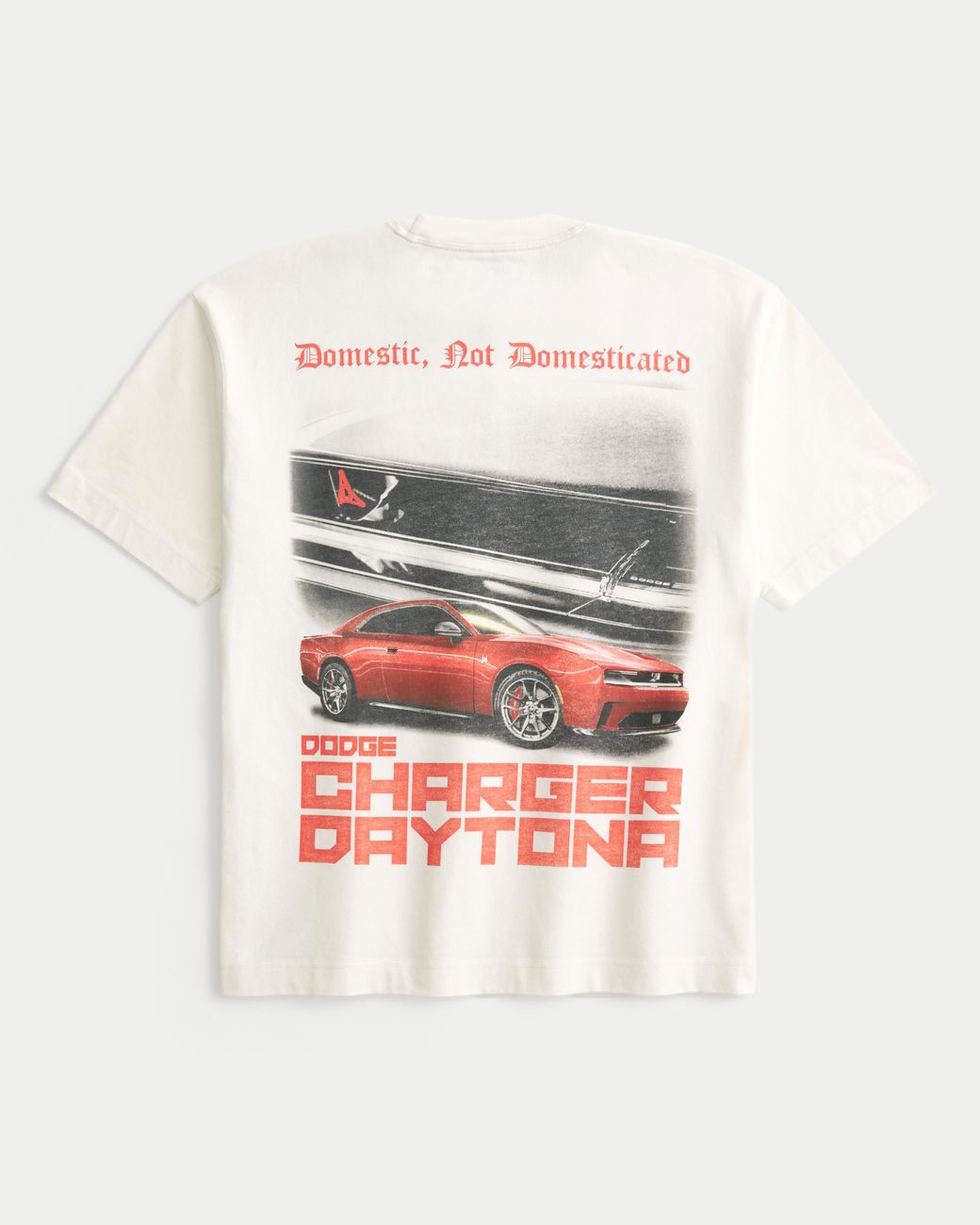 Hollister White Boxy Heavyweight Dodge Charger Daytona Graphic Tee for men