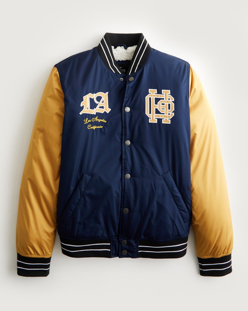 Hollister Sherpalined Varsity Bomber Jacket in Blue for Men Lyst UK