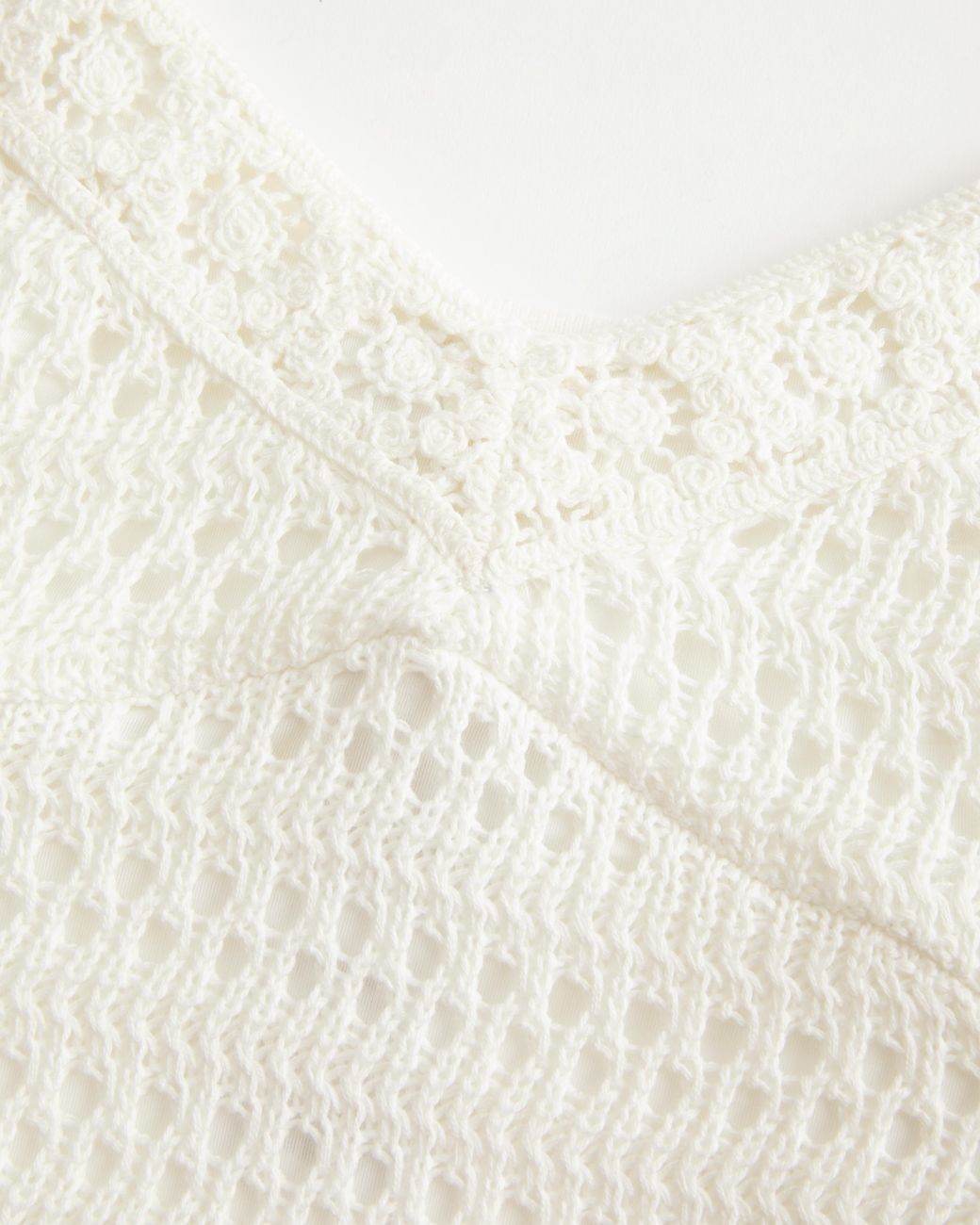 Hollister White Crochet-style Knit Midi Dress