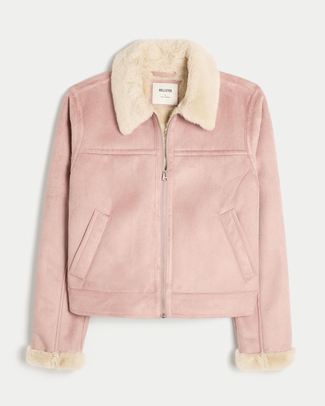 Hollister Pink Faux Shearling Jacket