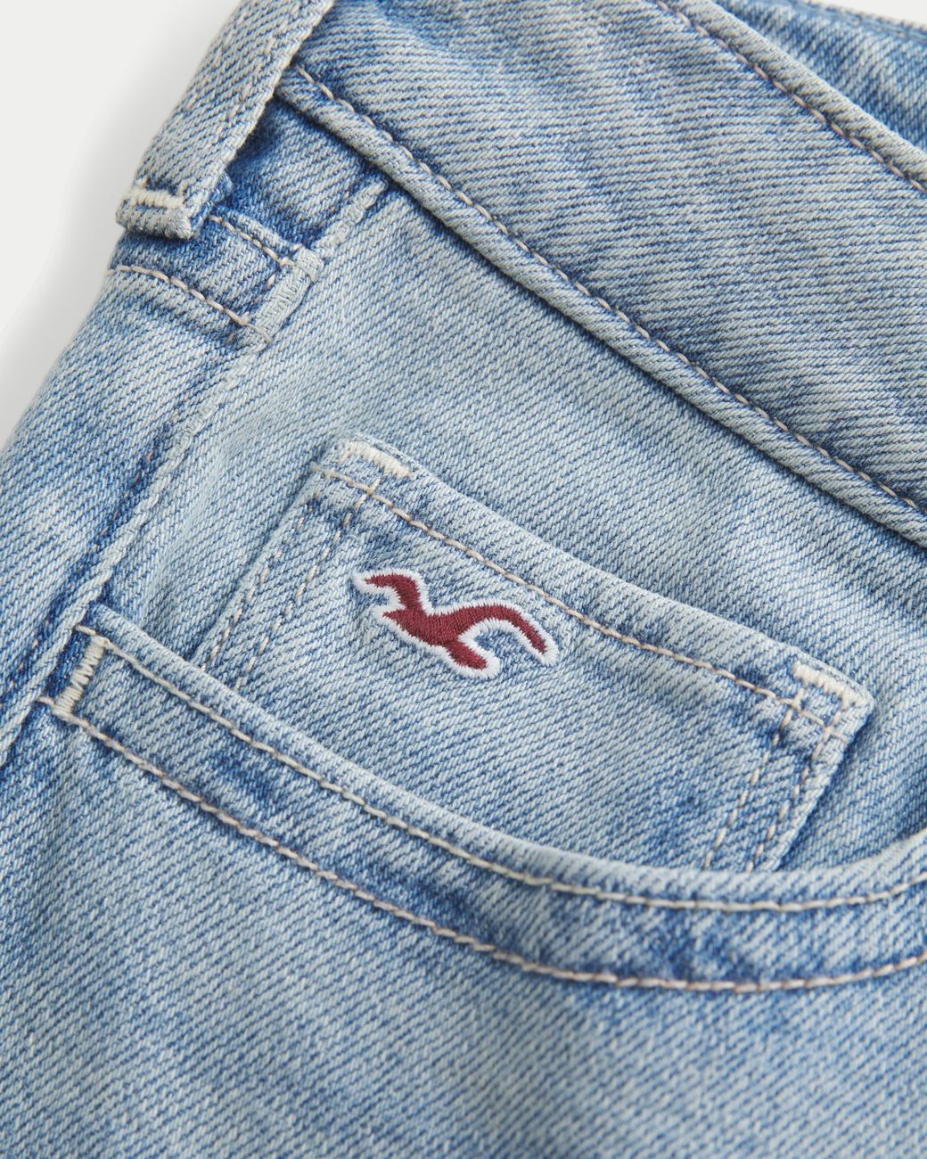 Hollister Blue Low-rise Light Wash Tab Waist Y2k Bootcut Jeans