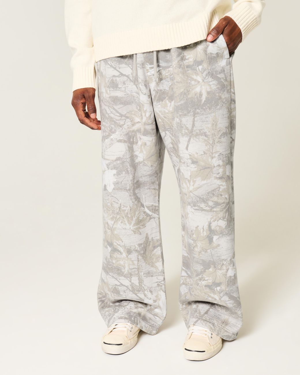 Hollister Gray Camo Super Baggy Sweatpants for men