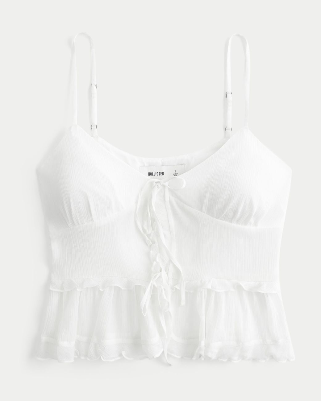 Hollister White Chiffon Ruffle Cami