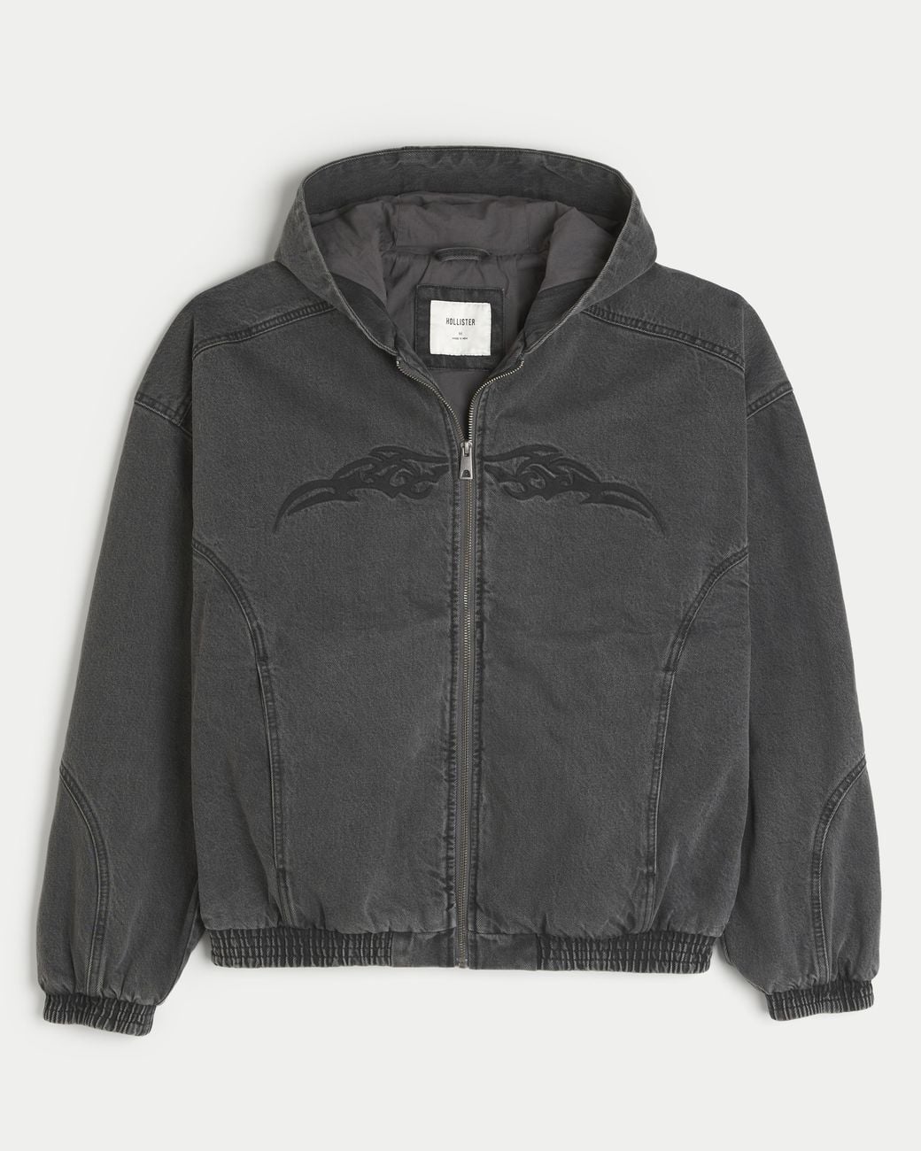 Hollister Gray Tattoo Graphic Denim Skater Jacket for men