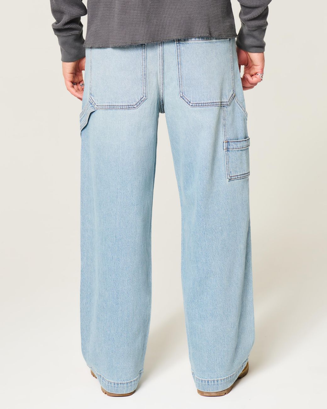 Hollister Blue Light Wash Super Baggy Painter Jeans for men