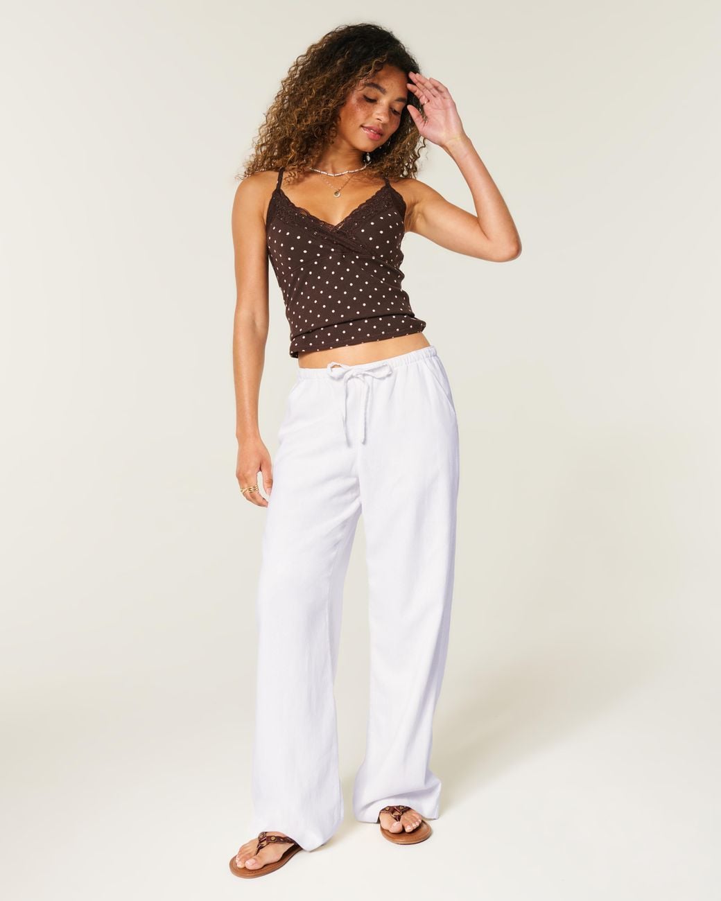 Hollister White Linen-blend Pull-on Pants
