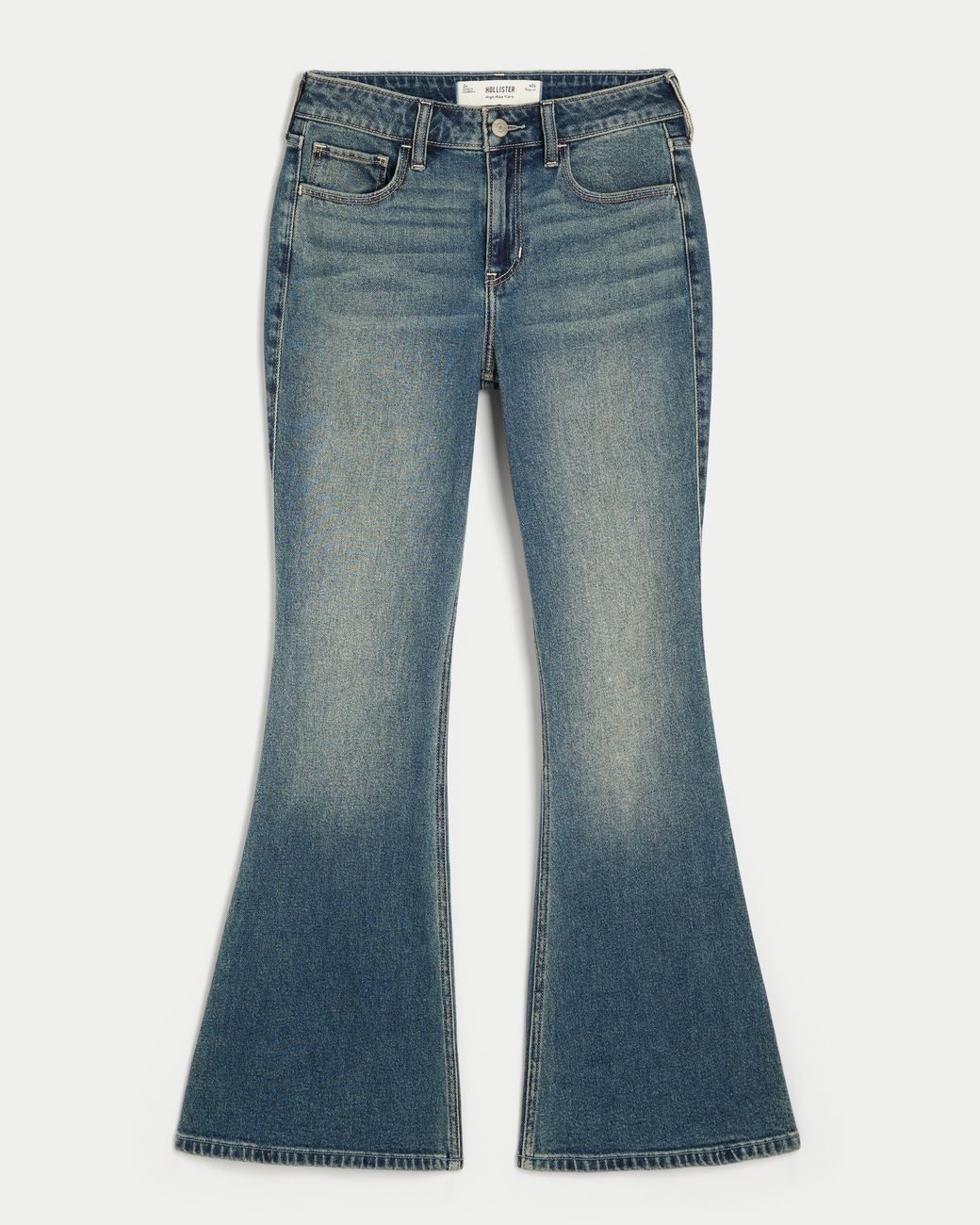 Hollister Blue High-rise Medium Wash Flare Jeans