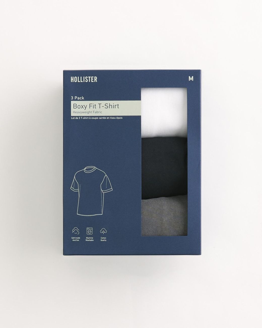 Hollister Black Boxy Heavyweight Crew T-shirt 3-pack for men