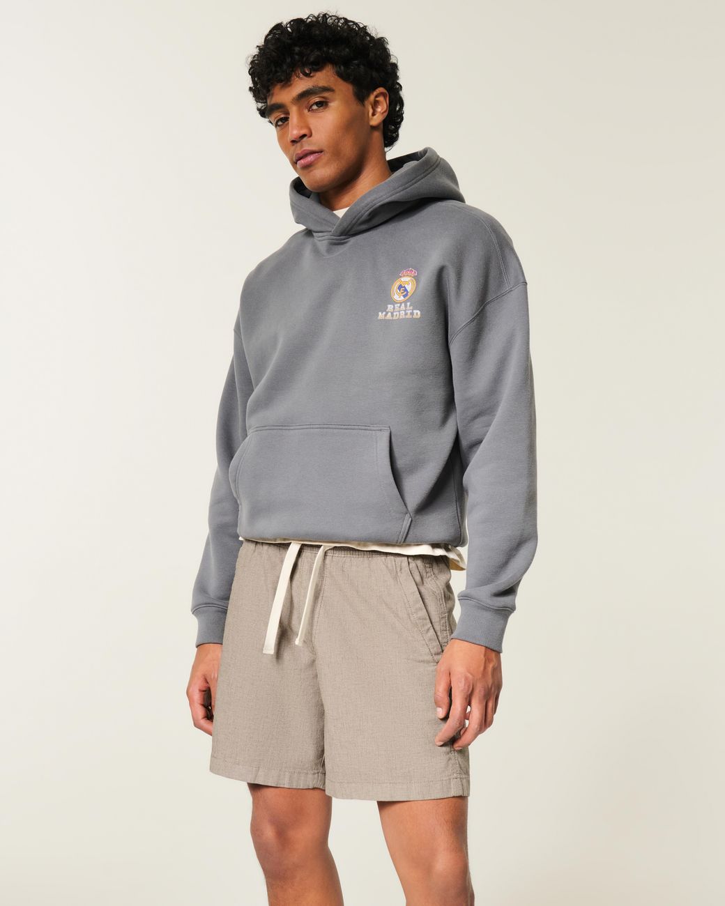 Hollister Gray Mid-thigh Linen-blend Pull-on Shorts for men