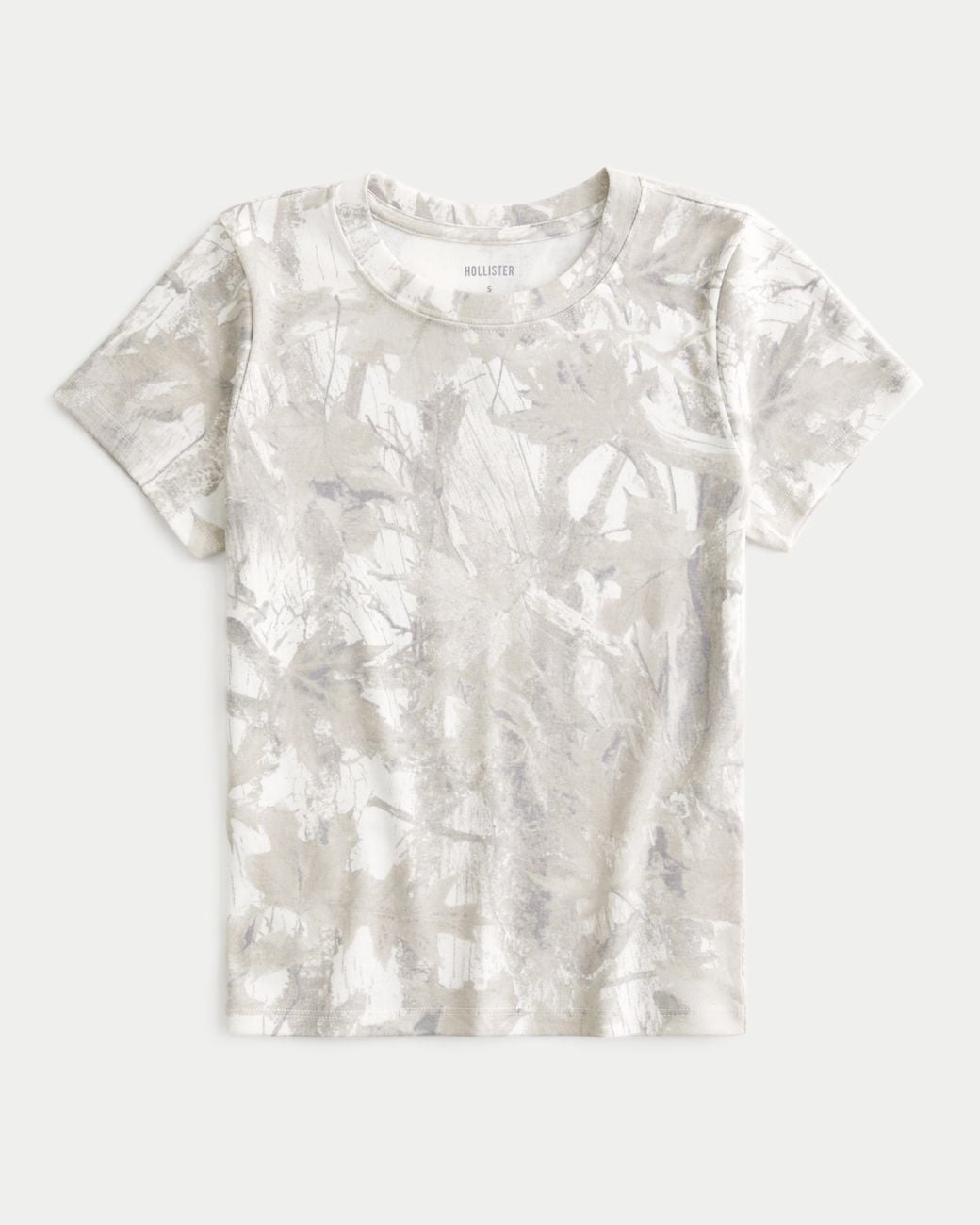Hollister White Crew Camo Baby Tee