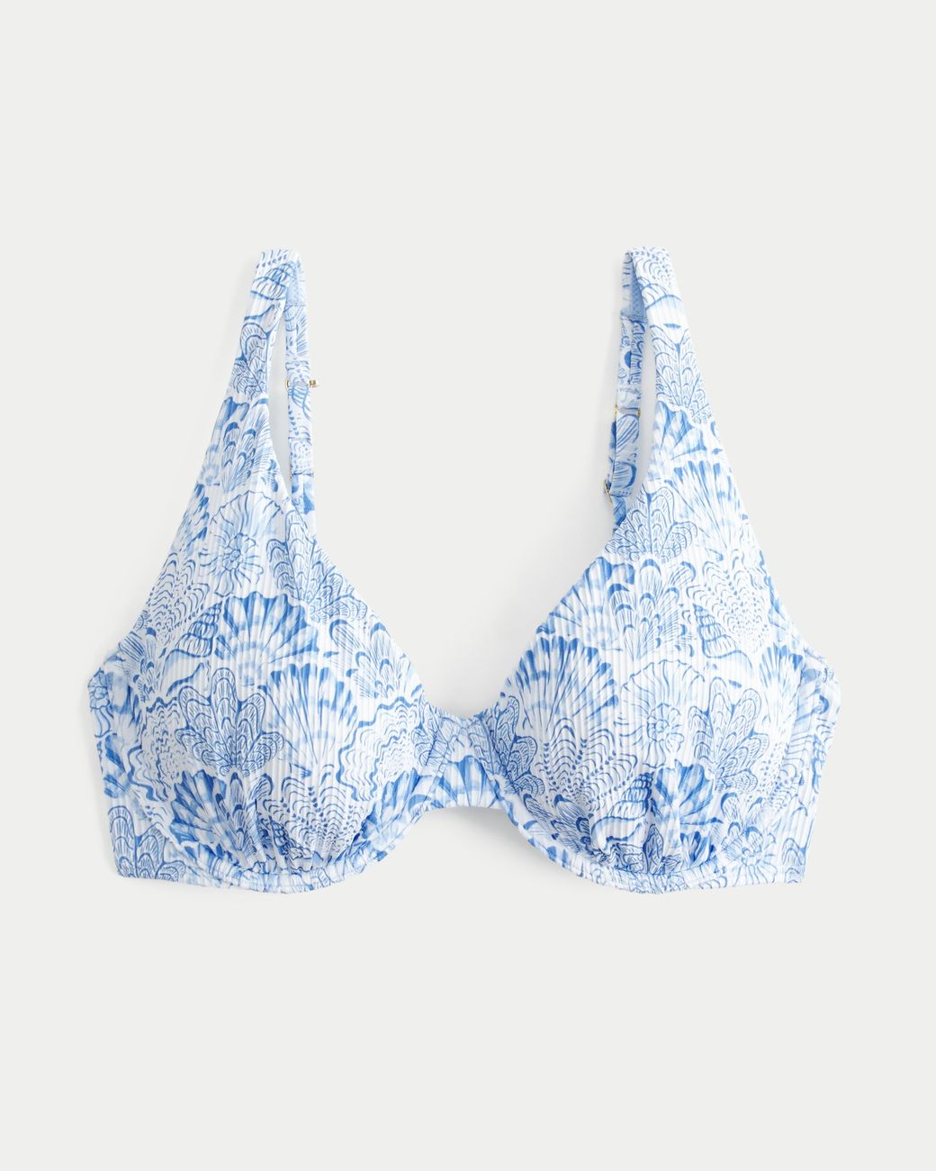 Hollister Blue Curvy Rib High Apex Underwire Bikini Top