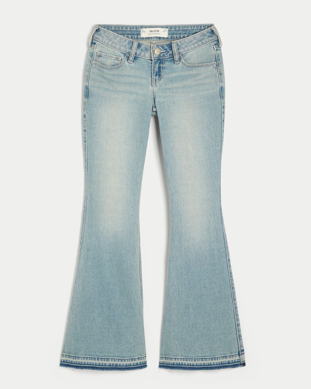 Hollister Blue Ultra Low-rise Light Wash Flare Jeans