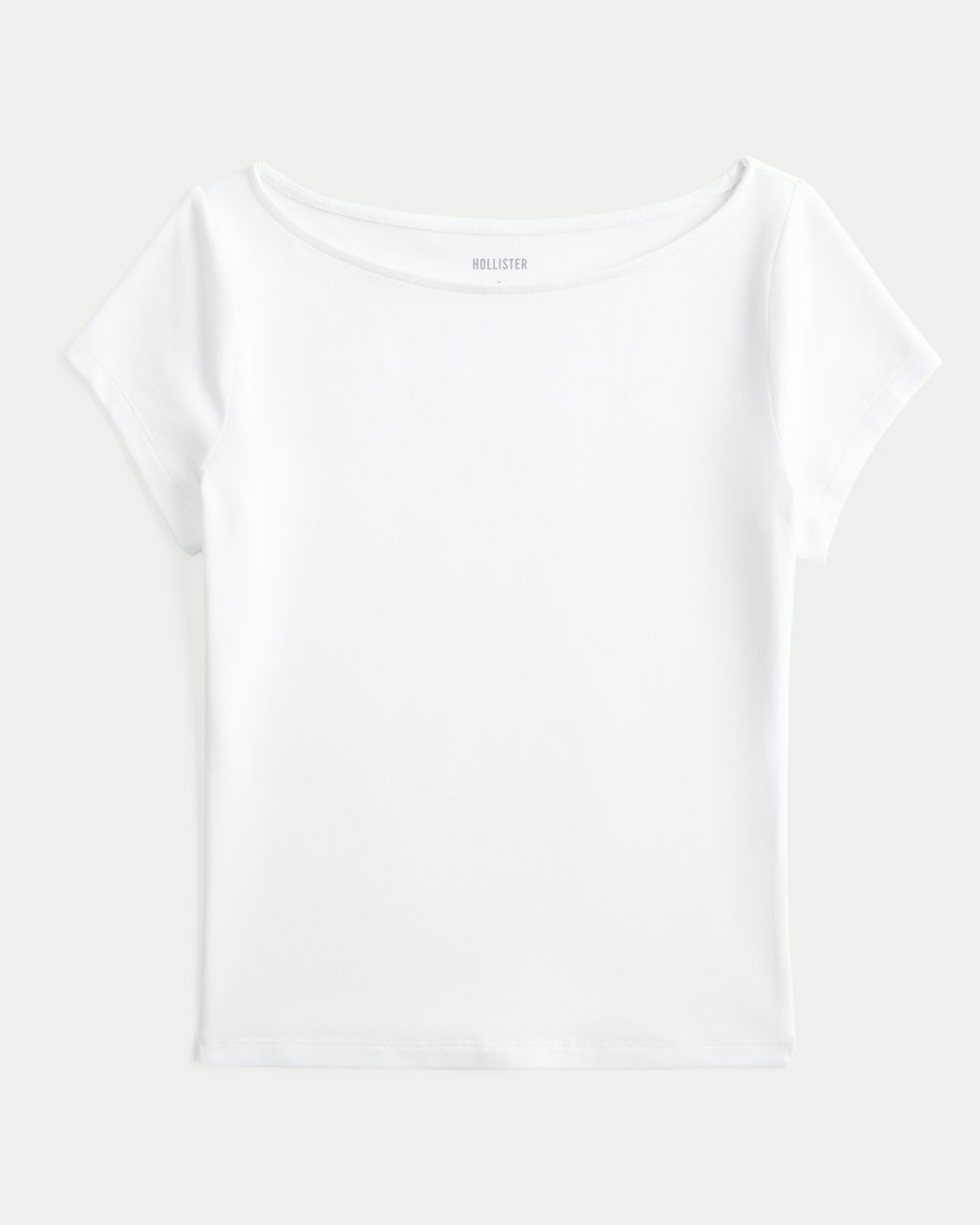 Hollister White Short-sleeve Seamless Fabric Slash-neck T-shirt