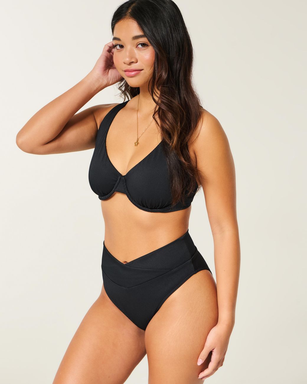 Hollister Blue Ribbed High-waist Bikini Bottom
