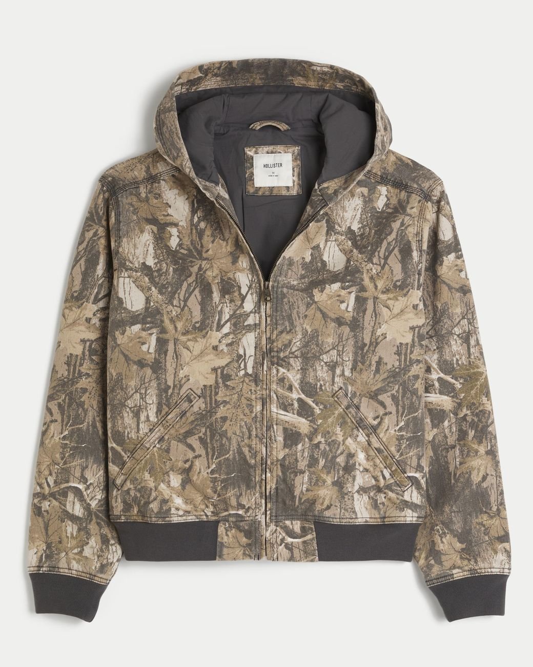 Hollister Hooded Camo Zip-up Jacket in Brown for Men Lyst UK