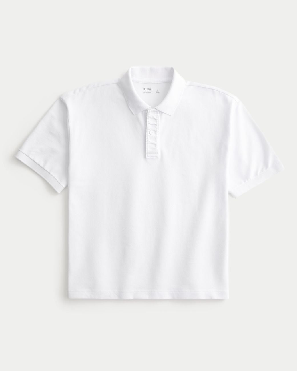 Hollister White Boxy Crop Polo for men