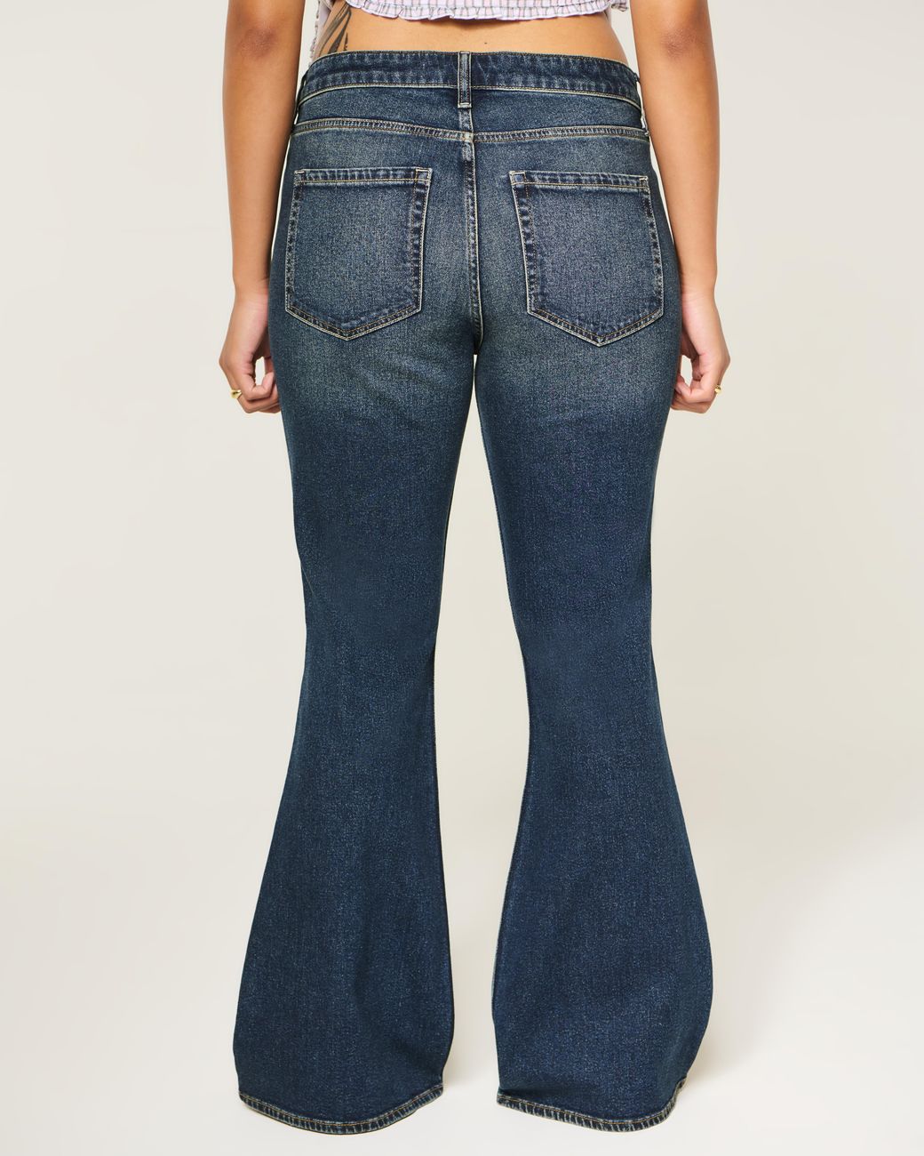 Hollister Blue High-rise Dark Wash Flare Jeans