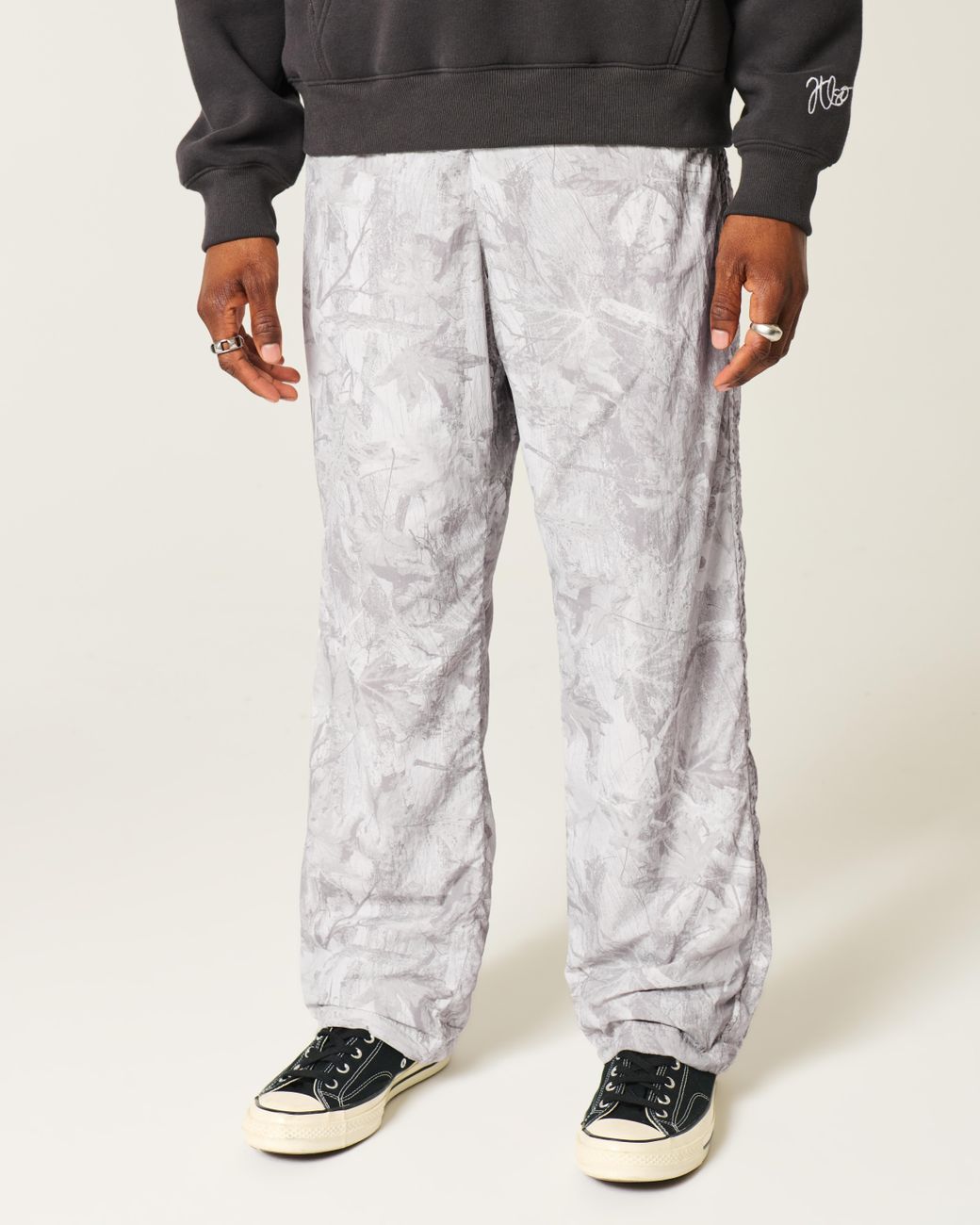 Hollister Gray Camo Baggy Track Pants for men