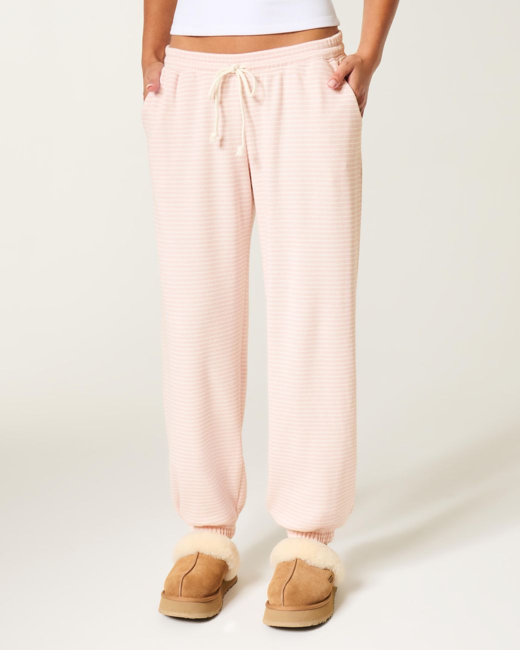 Hollister Pink Gilly Hicks Always Cozy Waffle Baggy Joggers