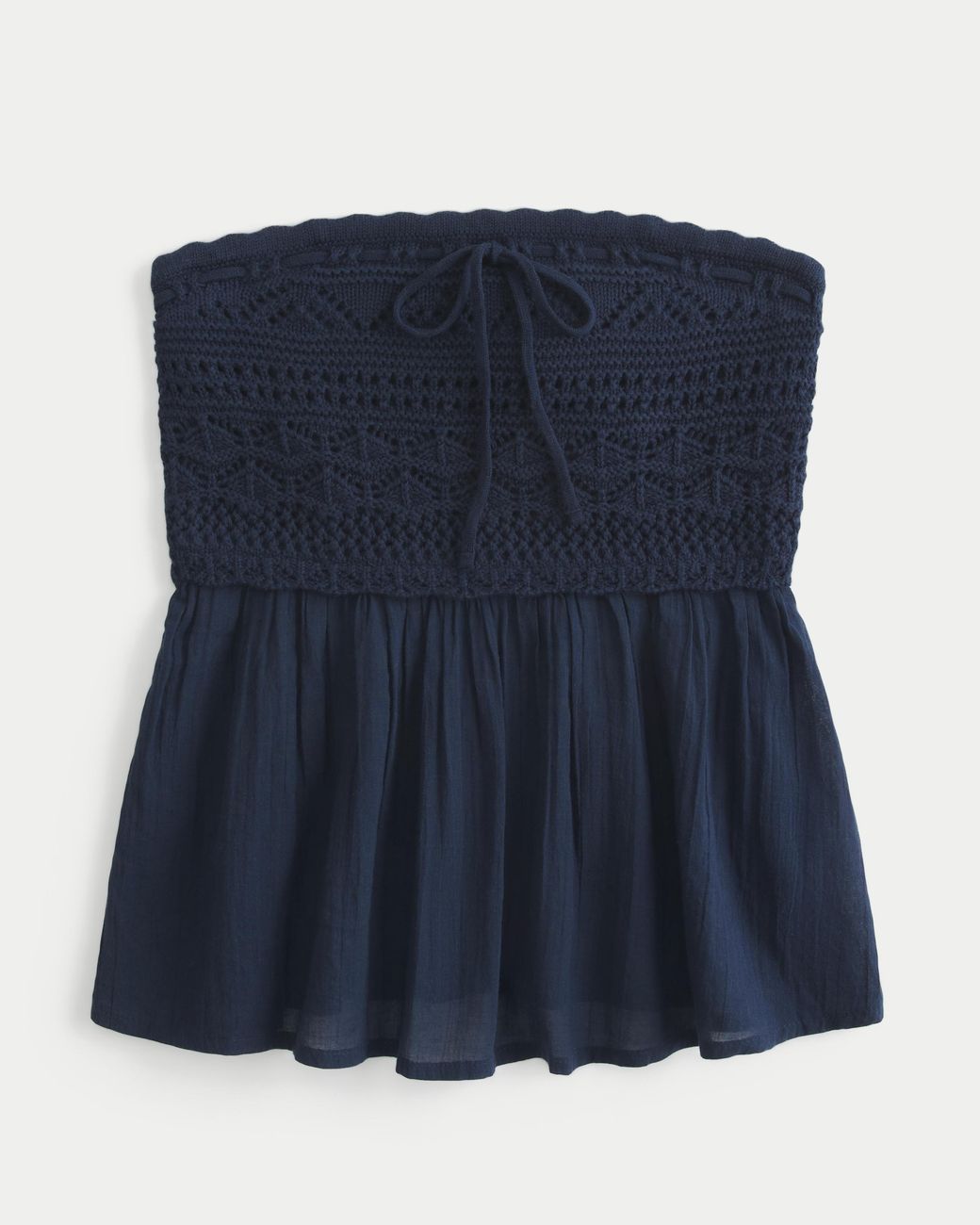 Hollister Blue Easy Crochet-style Babydoll Top