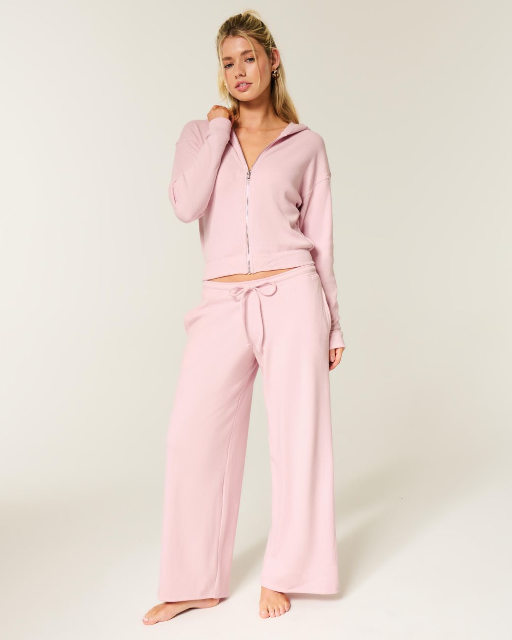 Hollister Pink Gilly Hicks Always Cozy Waffle Baggy Pants
