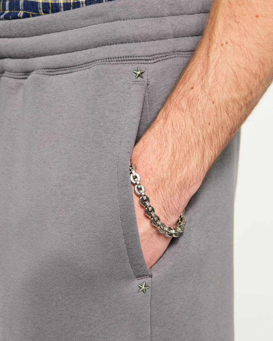 Hollister Gray Stud Detail Baggy Sweatpants for men