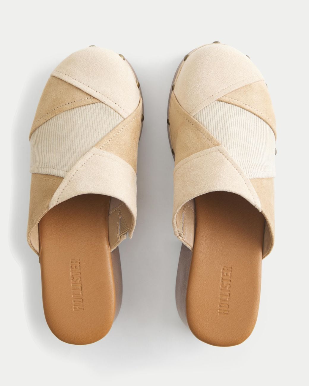 Hollister Natural Patchwork Platform Clogs