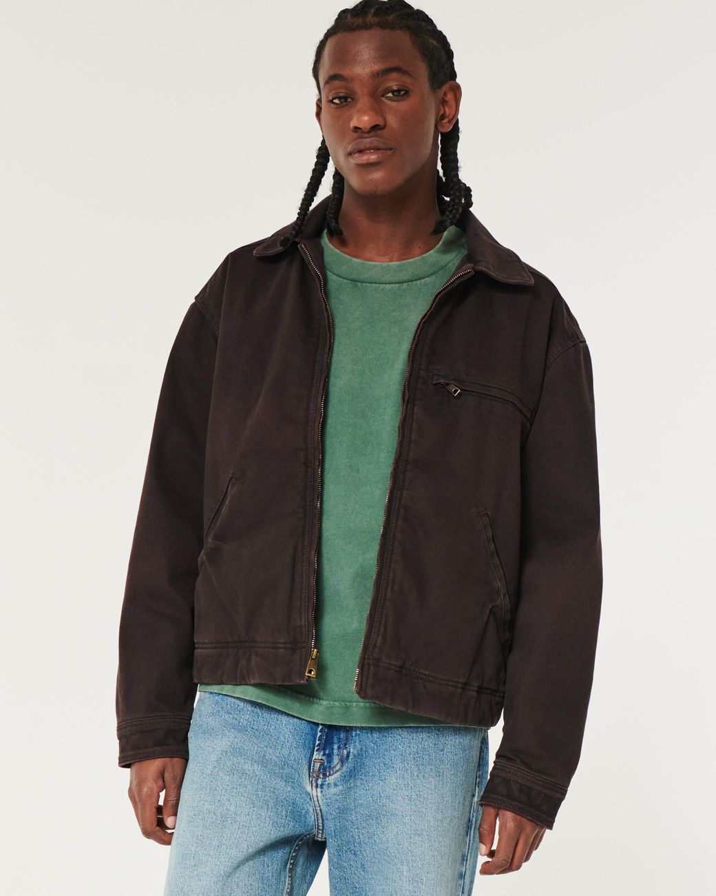 Hollister Twill Workwear Jacket in Black for Men Lyst UK