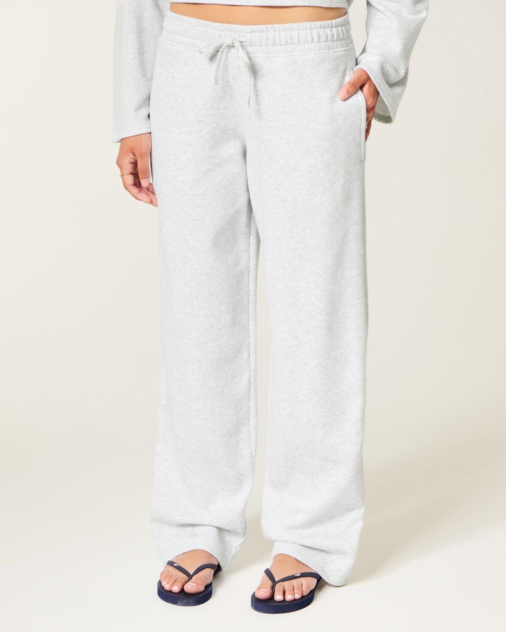 Hollister White Low-rise Baggy Sweatpants