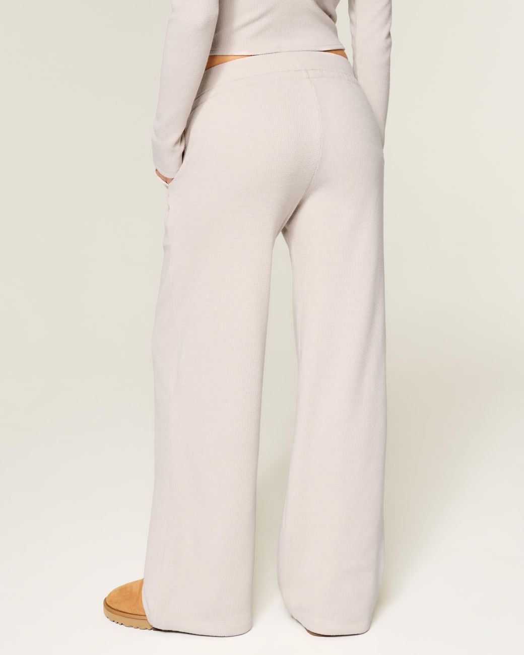 Hollister White Gilly Hicks Always Cozy Waffle Straight Pants