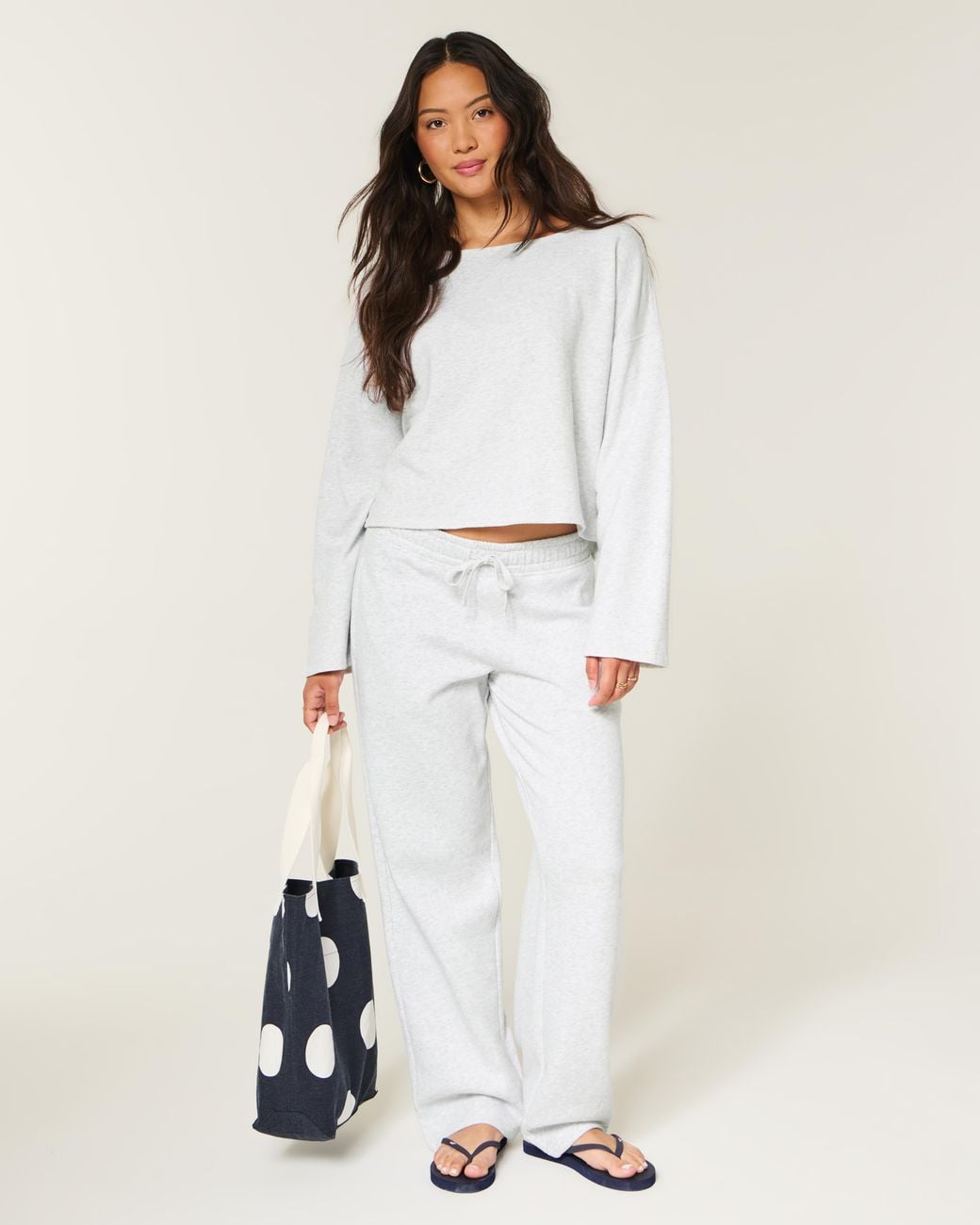 Hollister White Low-rise Baggy Sweatpants