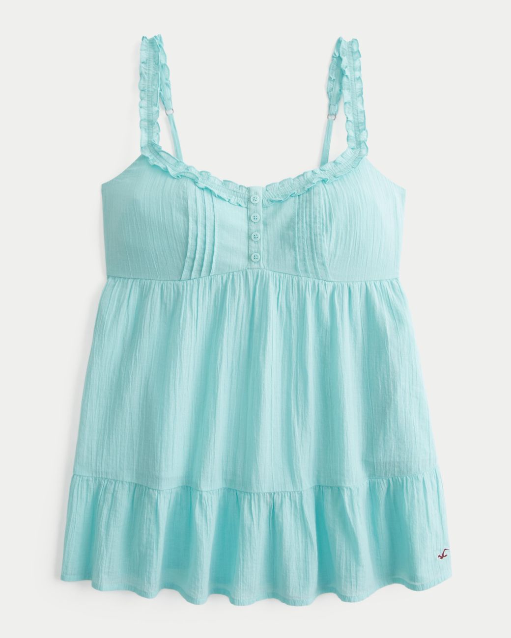 Hollister Longline Ruffle Icon Tunic Babydoll Top in Blue | Lyst UK
