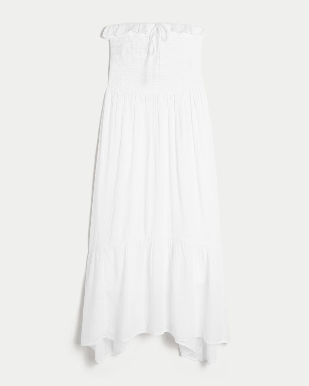 Hollister White Strapless Smocked Maxi Dress