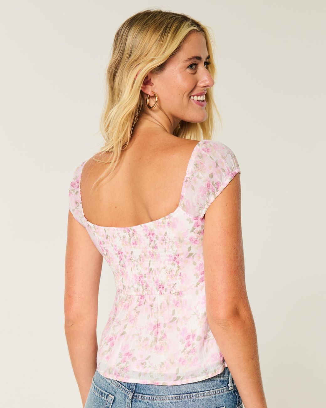 Hollister Pink Ruched Babydoll Top