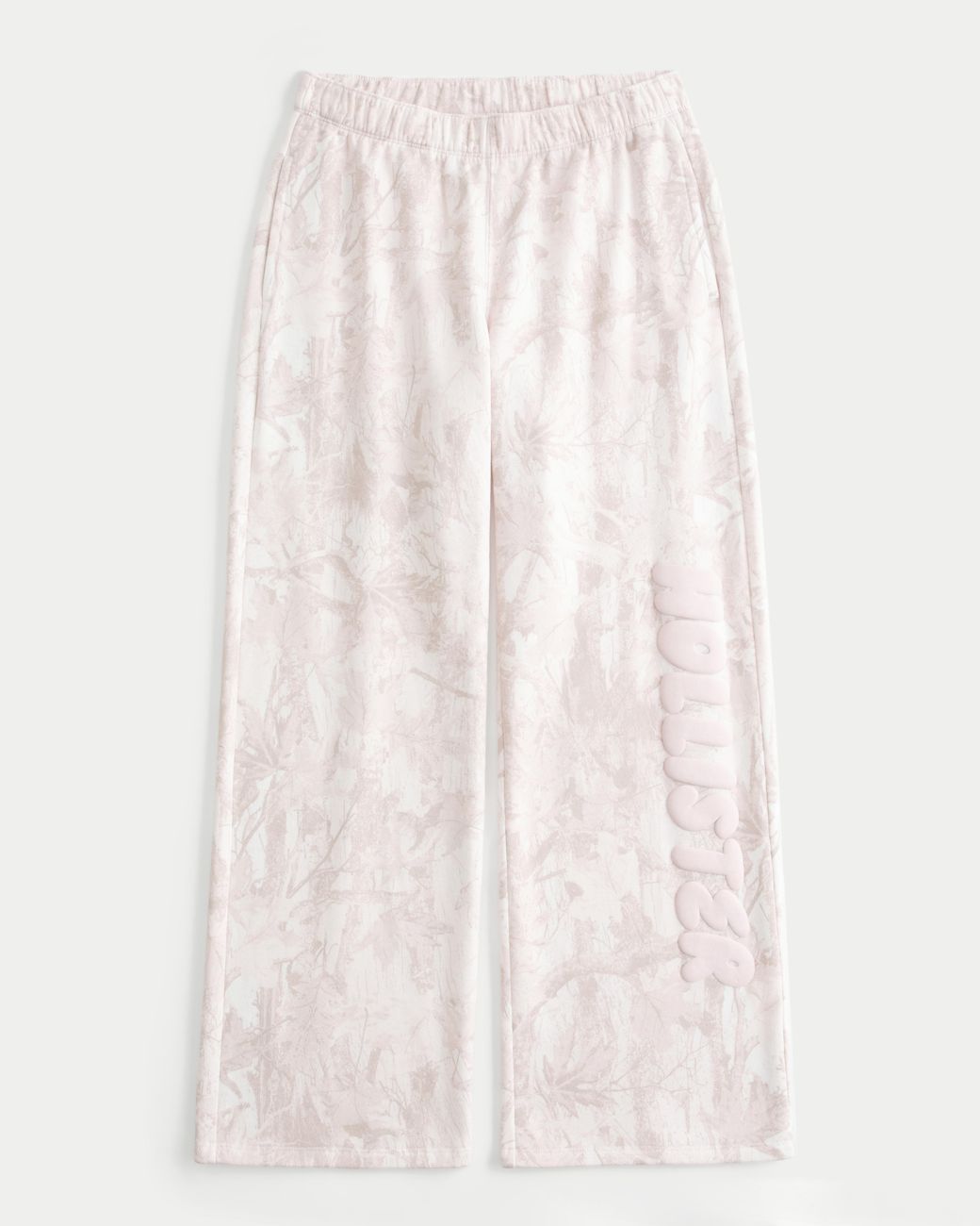 Hollister White Logo Graphic Pink Camo Wide-leg Sweatpants